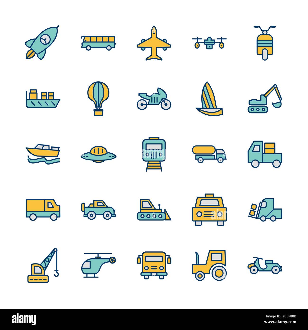 Icon Set Of Transport For Personal And Commercial Use Stock Photo - Alamy