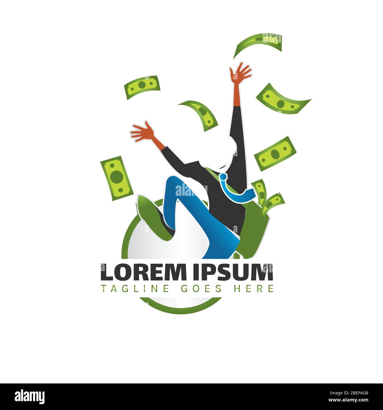 happy businessman with tie icon symbol a logo for jobseekers company Stock Vector