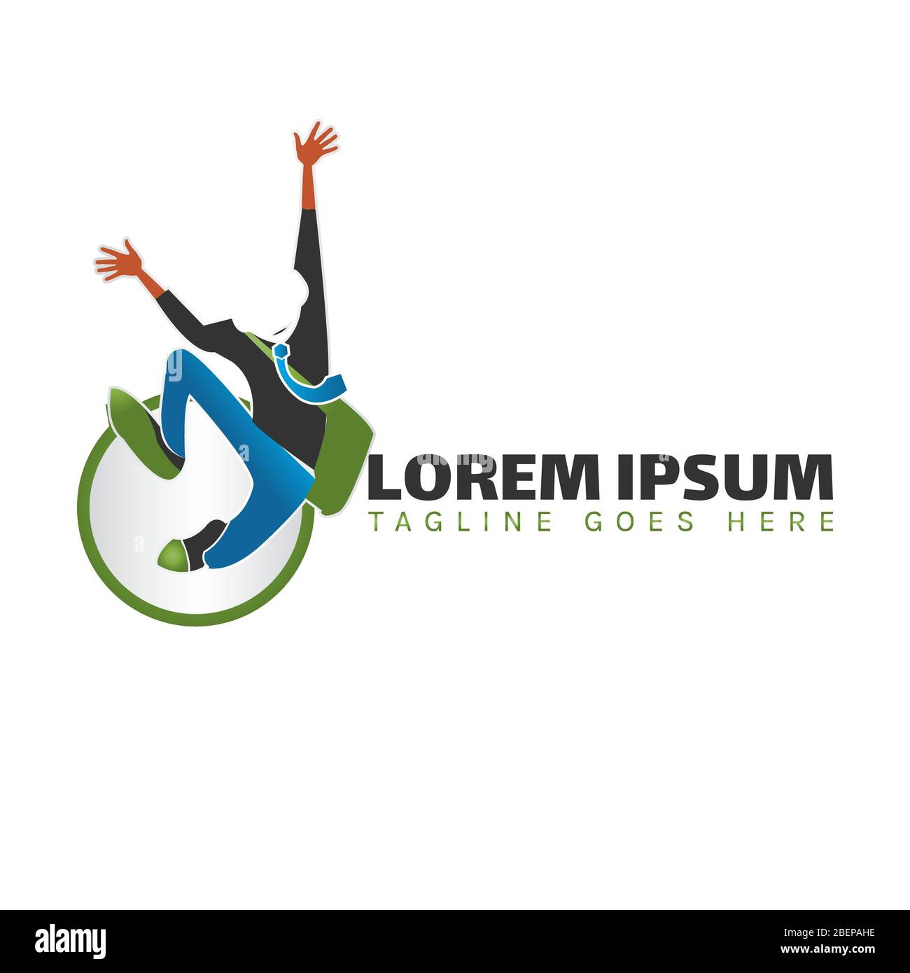 happy businessman with tie icon symbol a logo for jobseekers company Stock Vector