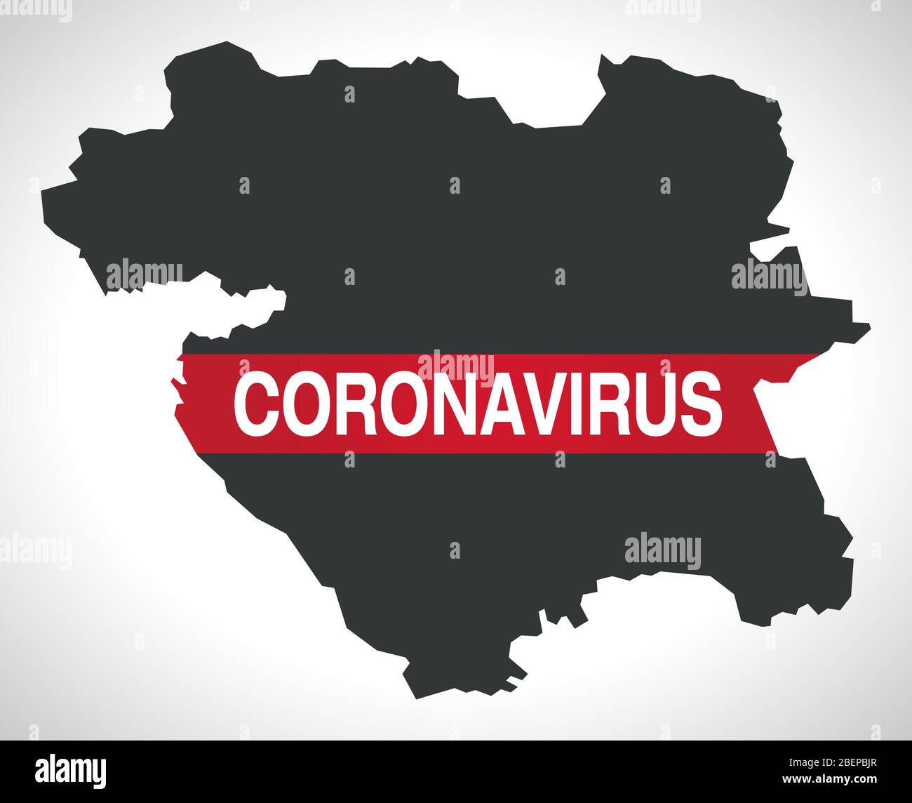 Kurdistan IRAN province map with Coronavirus warning illustration Stock Vector