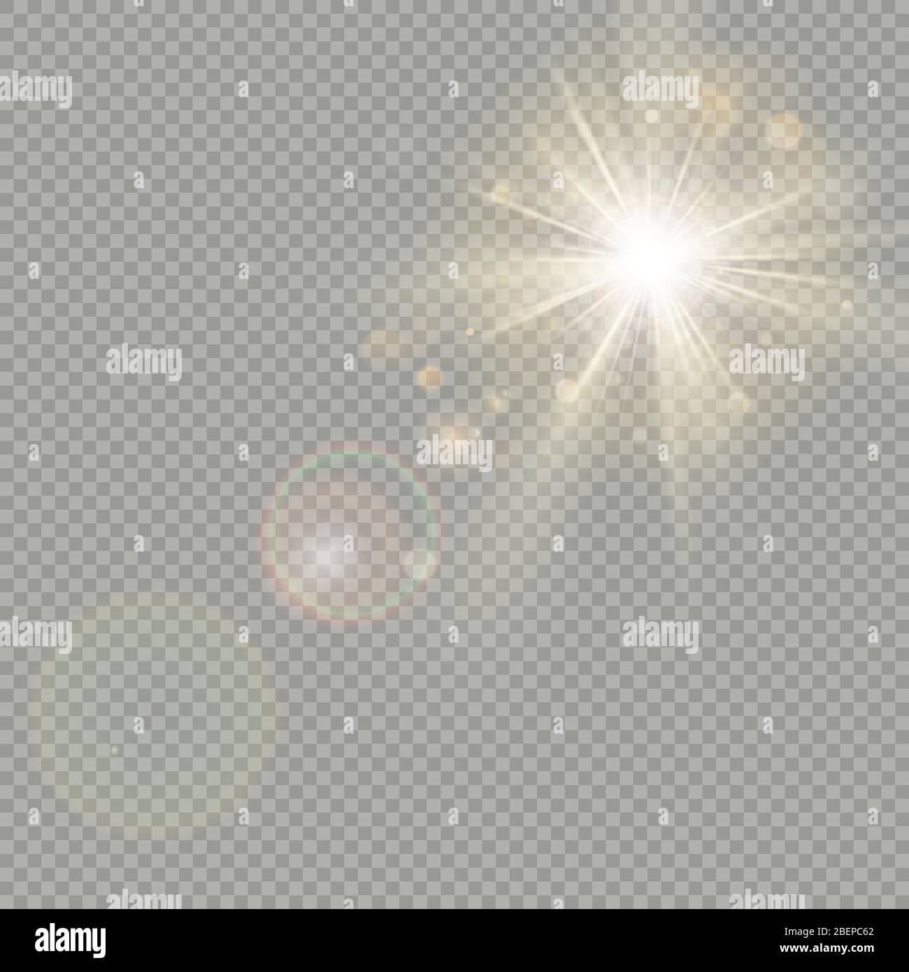 Effect of bokeh circles with sun shine. Lens flare effect. EPS 10 Stock Vector