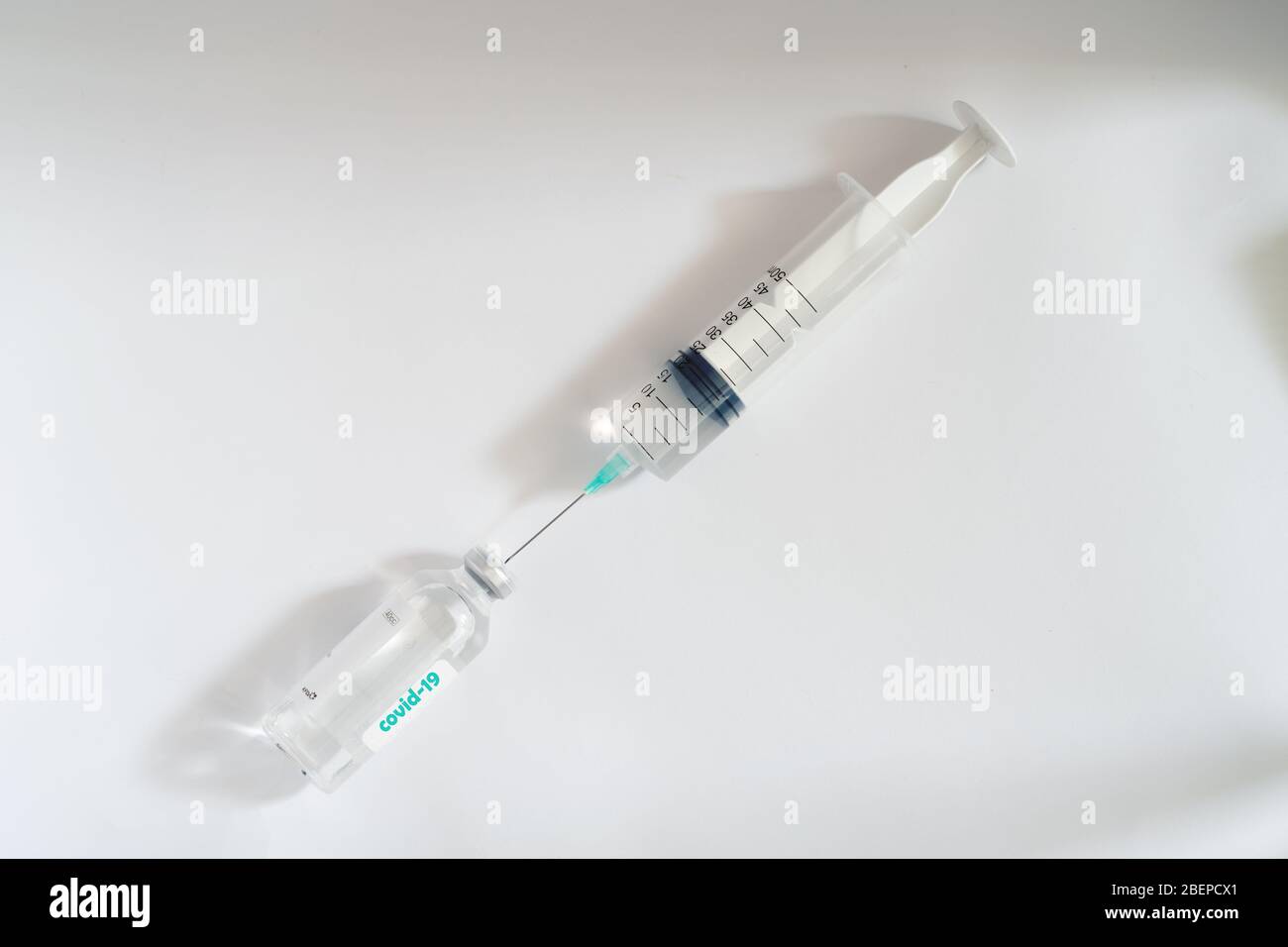 Coronavirus , COVID-19, 2019-nCov novel virus concept. Infection vaccine and syringe. testing for diagnosis. Stock Photo