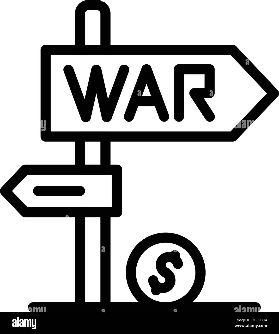Trade war direction icon, outline style Stock Vector