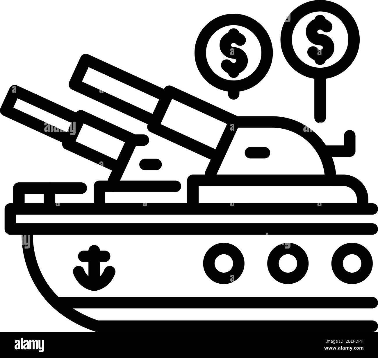 Trade war ship icon, outline style Stock Vector