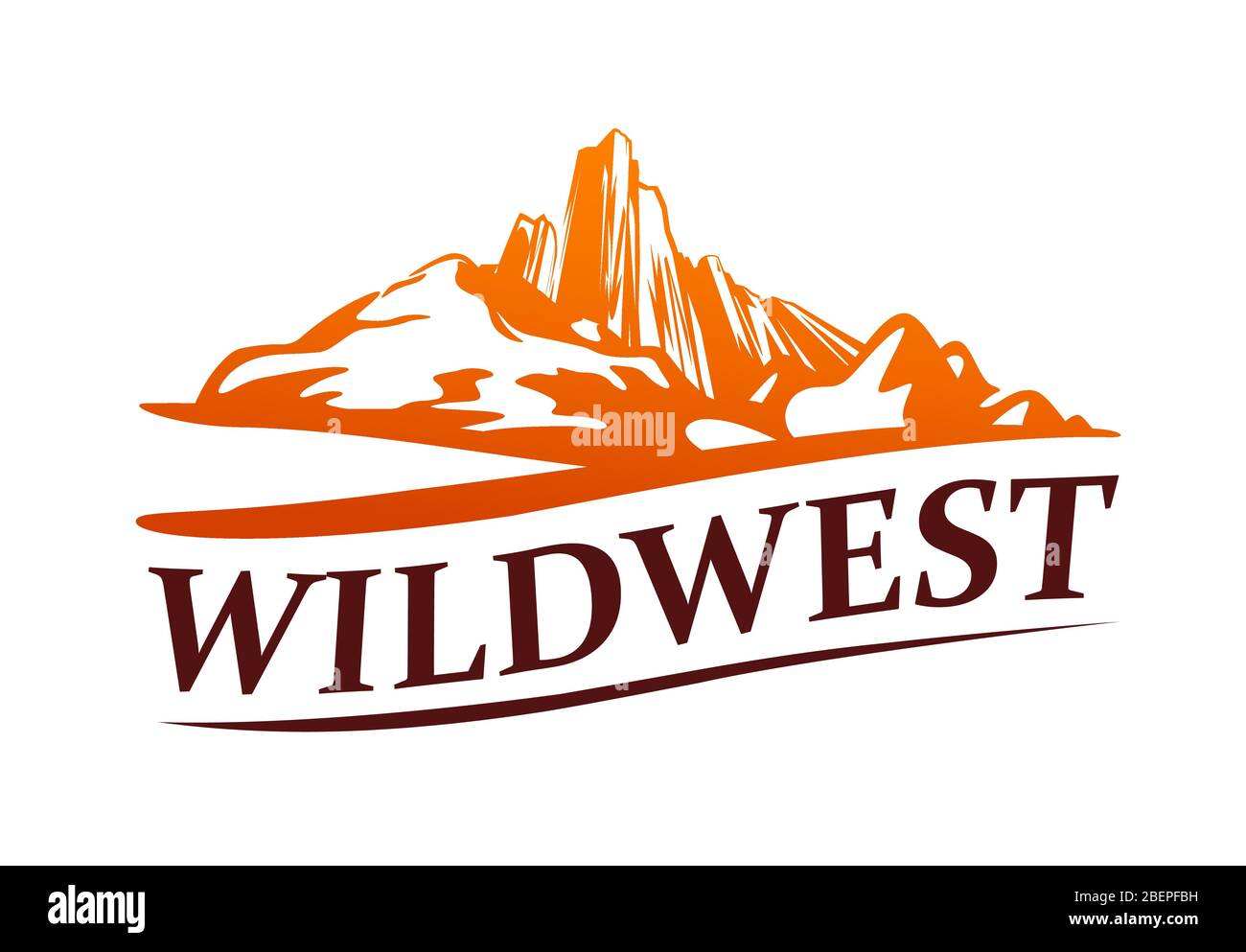 Wild west Logo with Western Gold Canyon from USA Arizona or Texas. Logo Emblem of Tour to West of America on white background. Stock Vector