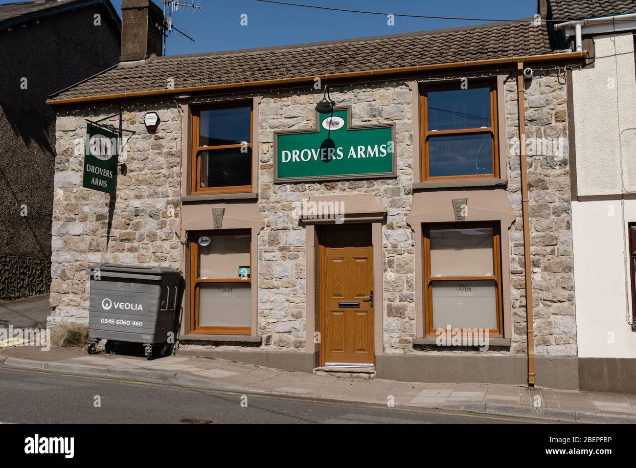 MERTHYR TYDFIL, WALES - 13 APRIL 2020 - The Drovers Arms pub in the village of Cefn-coed. Stock Photo