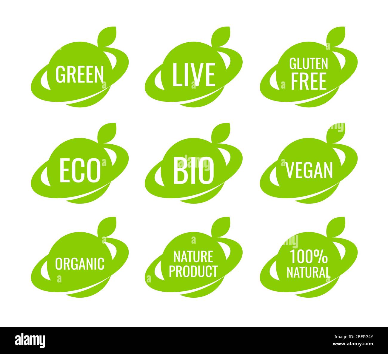 Green organic Vegan Food Logo labels and Tags - Vegetarian eco green ...