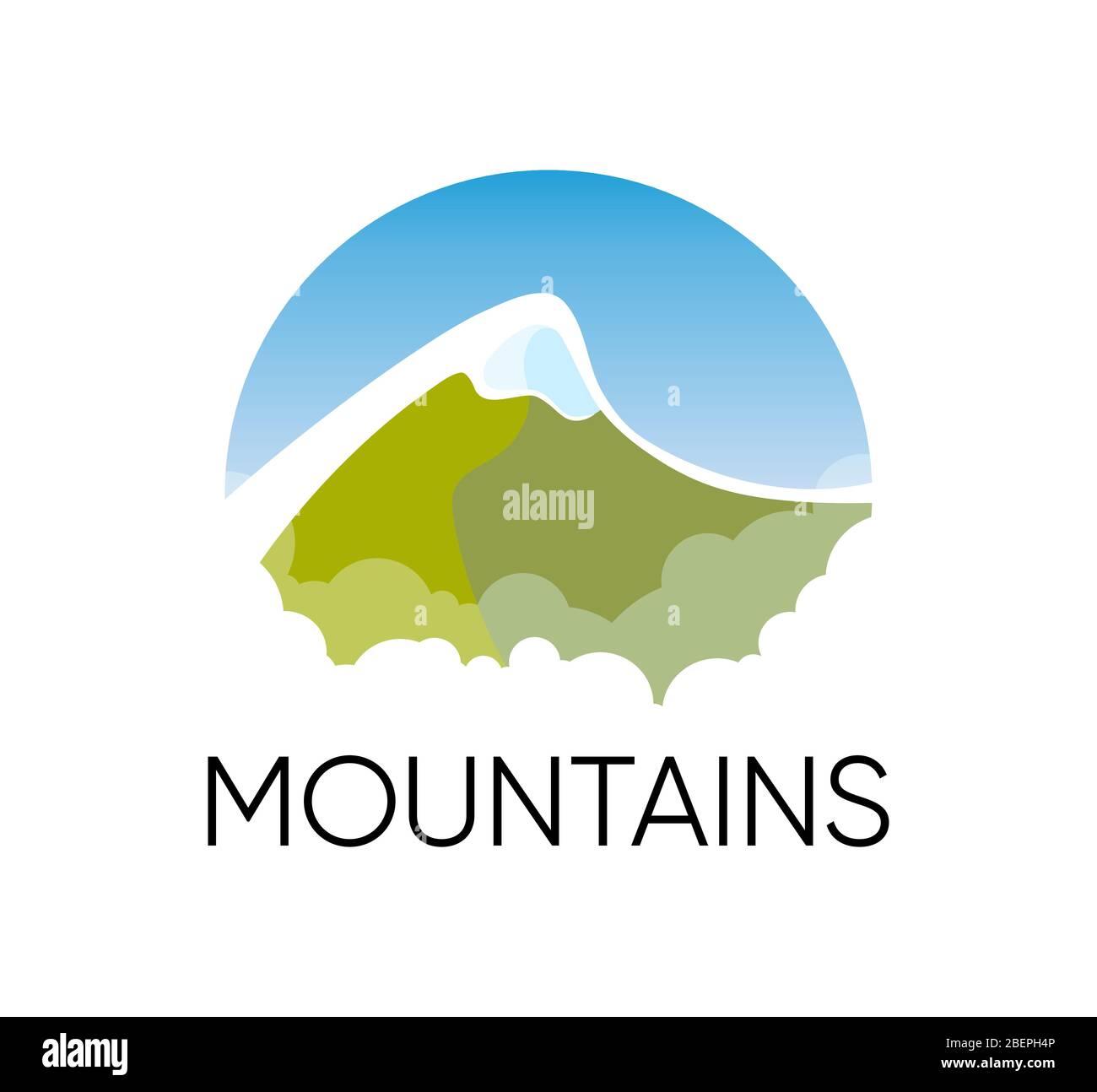 Alps Logo - Mountains in round vector emblem for Travel and Sport Club or Shop with equipment. Stock Vector