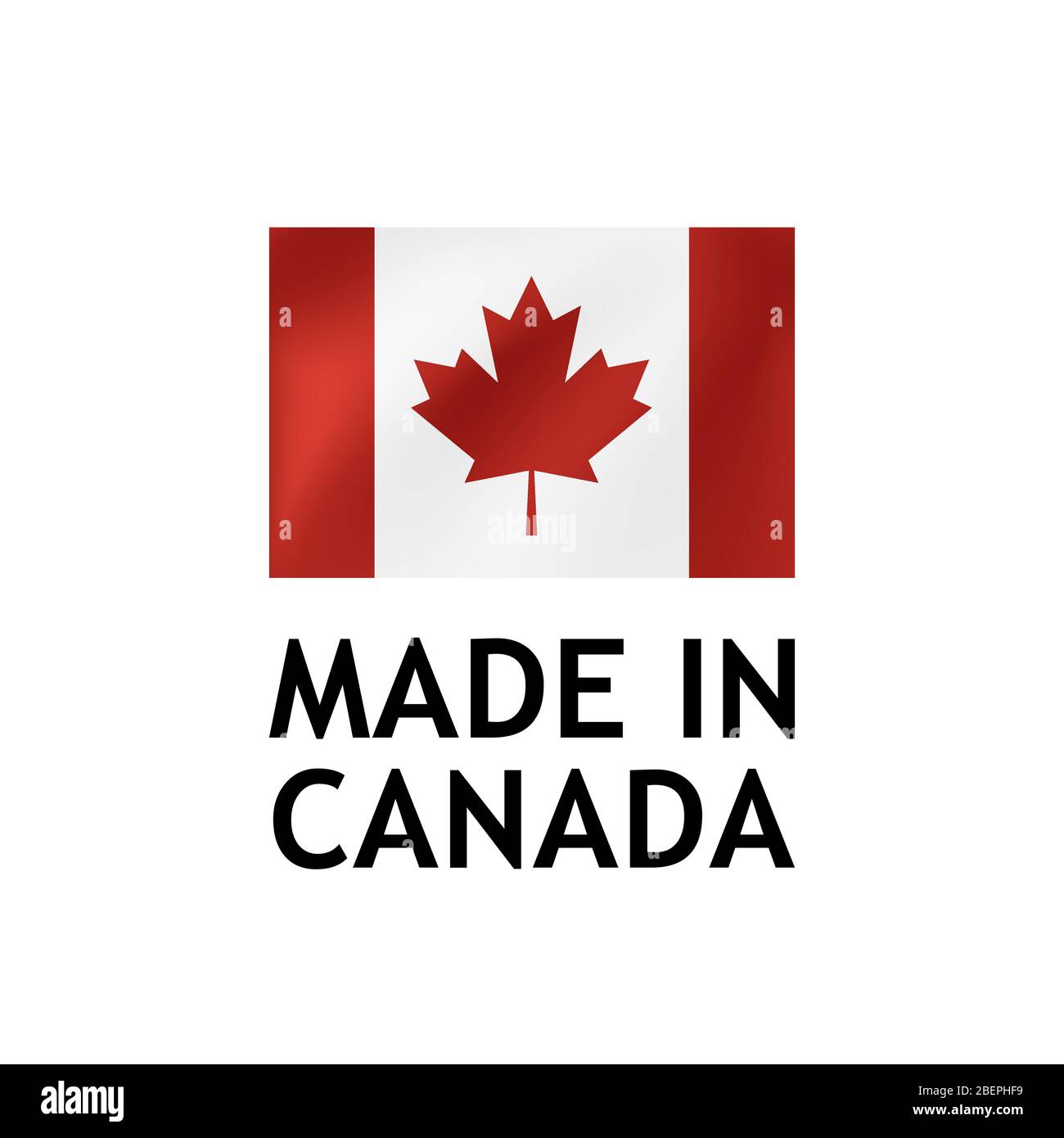 Made in Canada Label, Vector Tag template with Canadian Flag isolated on white. Stock Vector