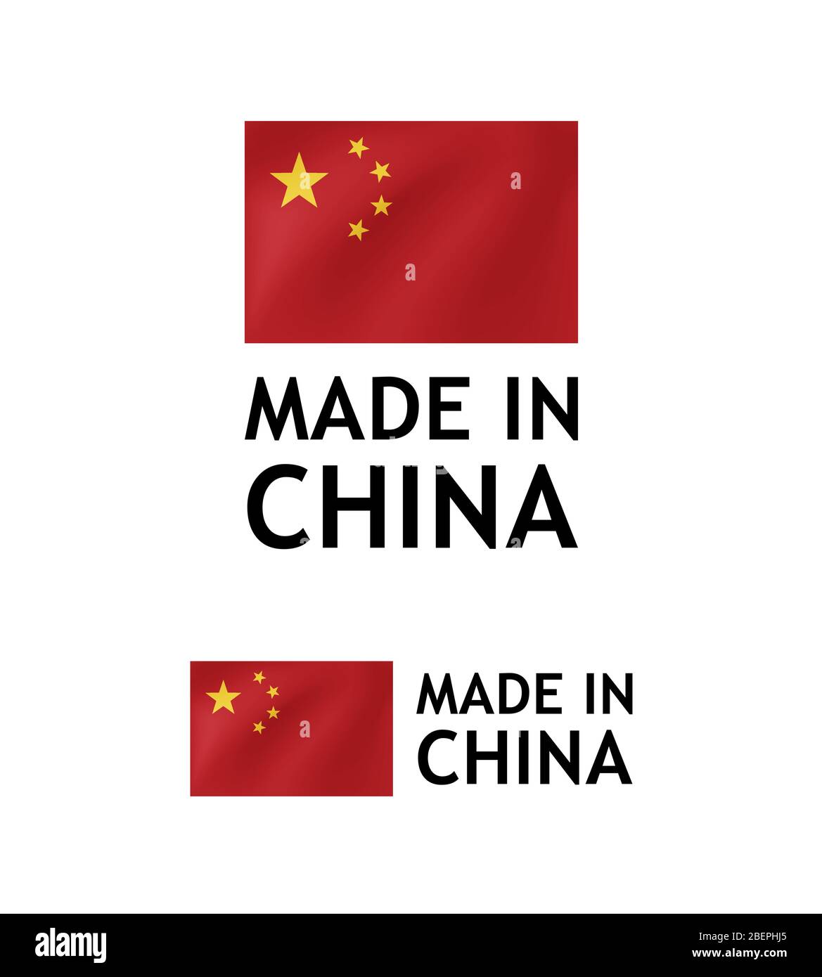 Made in China Label, Vector Tag template with Chinese Flag isolated on