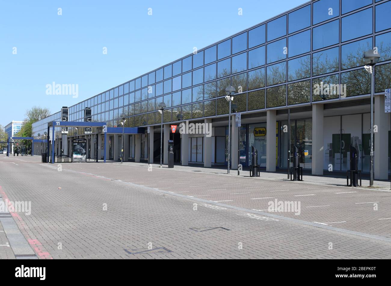 Red parking area in milton keynes shops hires stock photography and