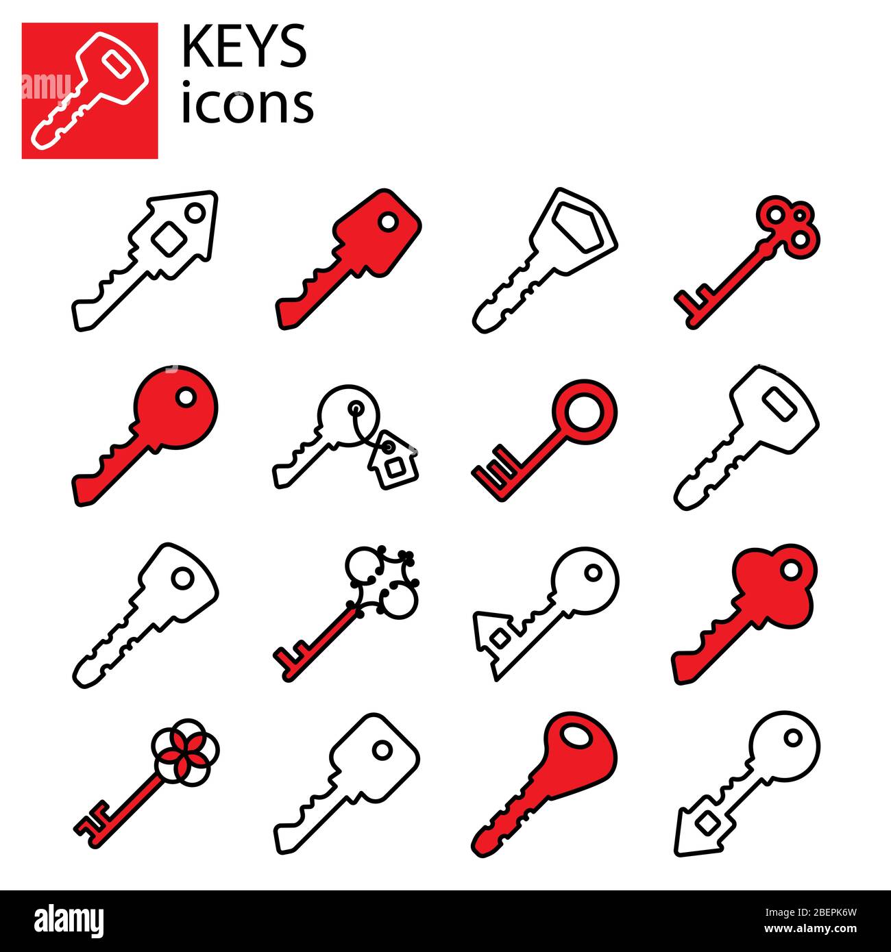 Web line set. Keys icon Stock Vector