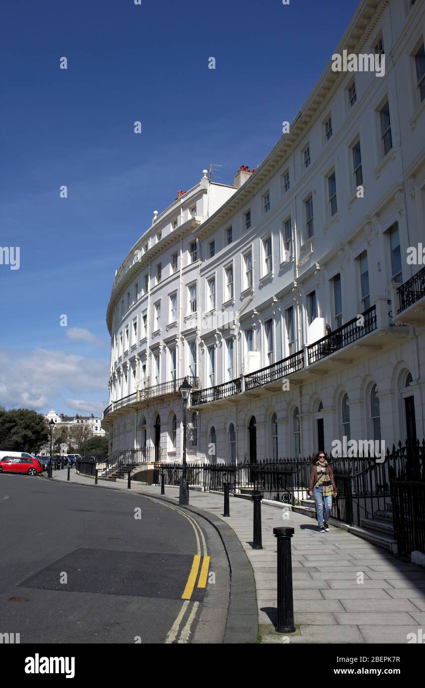 Curving terraces, Adelaide Crescent, Hove, East Sussex. Looking towards Palmeira Square. Dating from 1850-60. Stock Photo