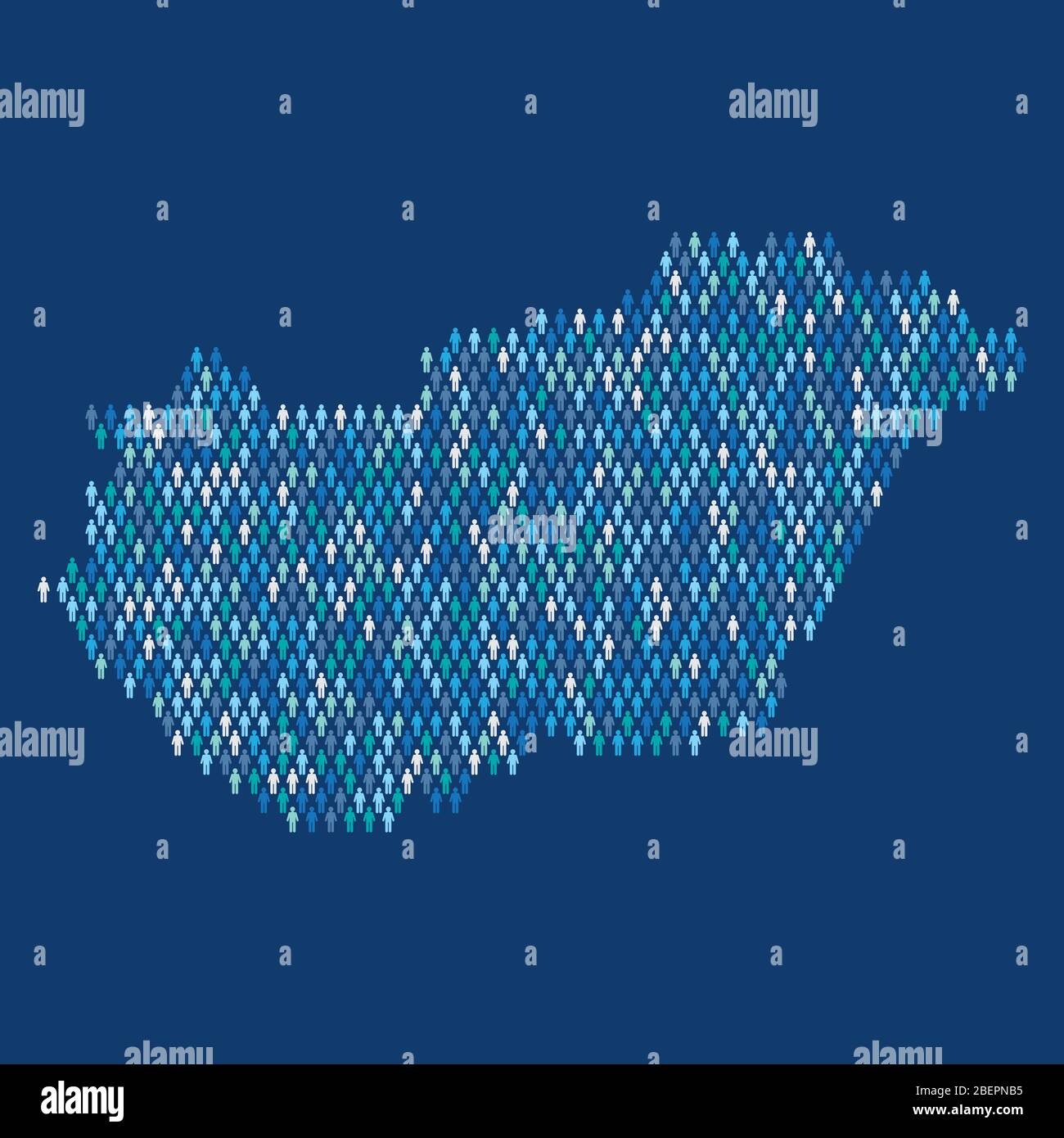 Hungary population infographic. Map made from stick figure people Stock