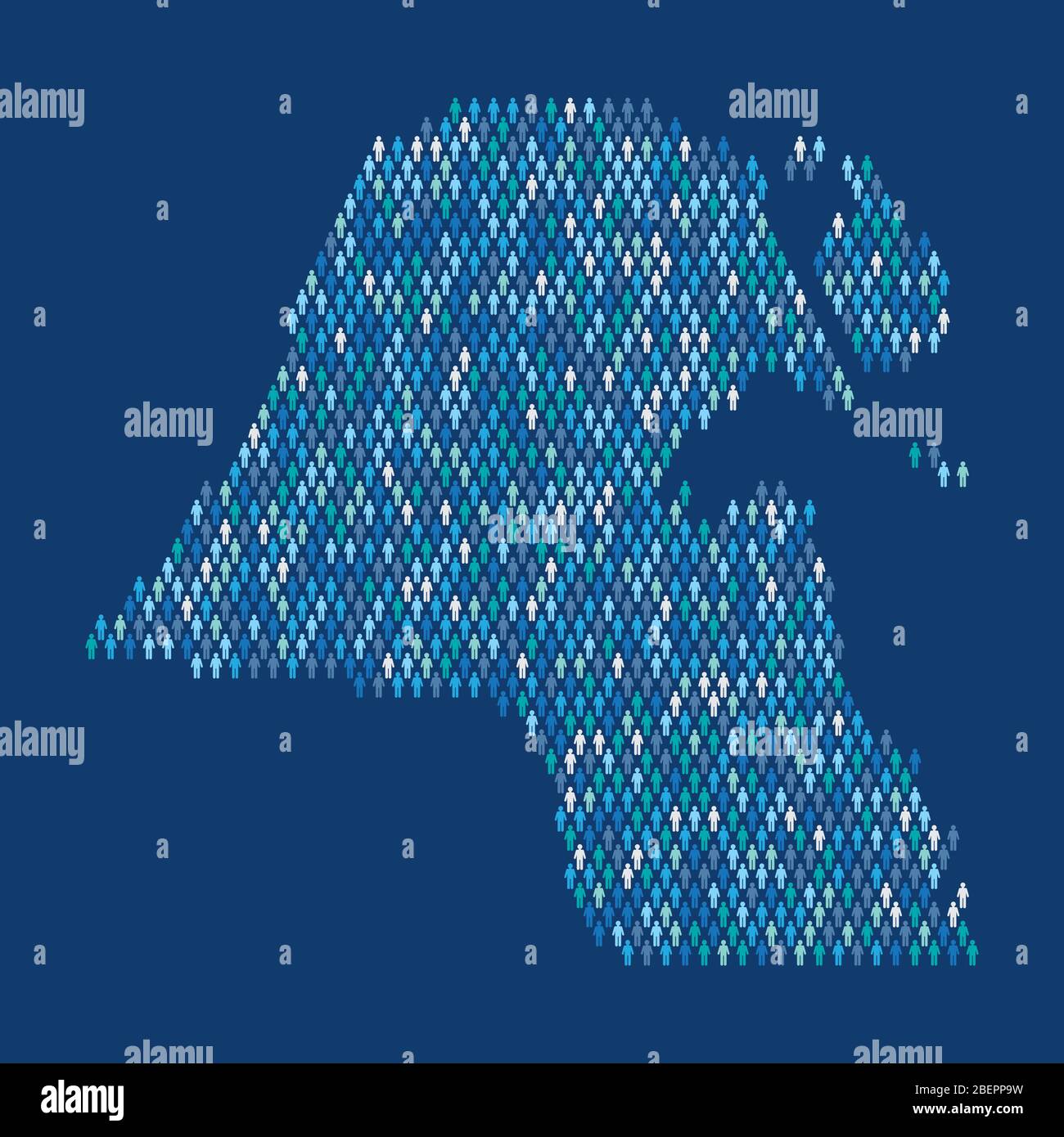 Kuwait population infographic. Map made from stick figure people Stock