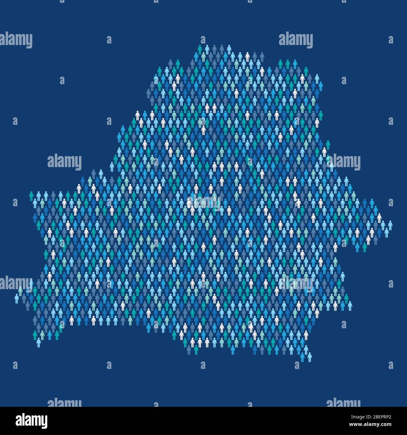 Belarus population infographic. Map made from stick figure people Stock