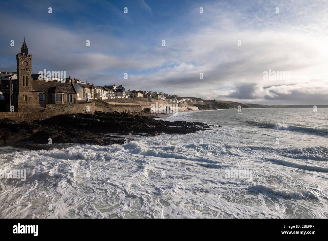 Sunny winter day at Porthleven, Cornwall England UK Stock Photo