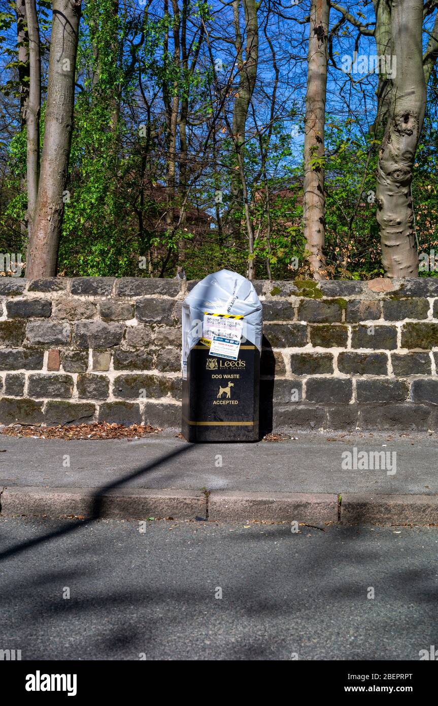 Waste Bins covered during Covid19 Lockdown, Tongue Lane, Leeds LS17 15