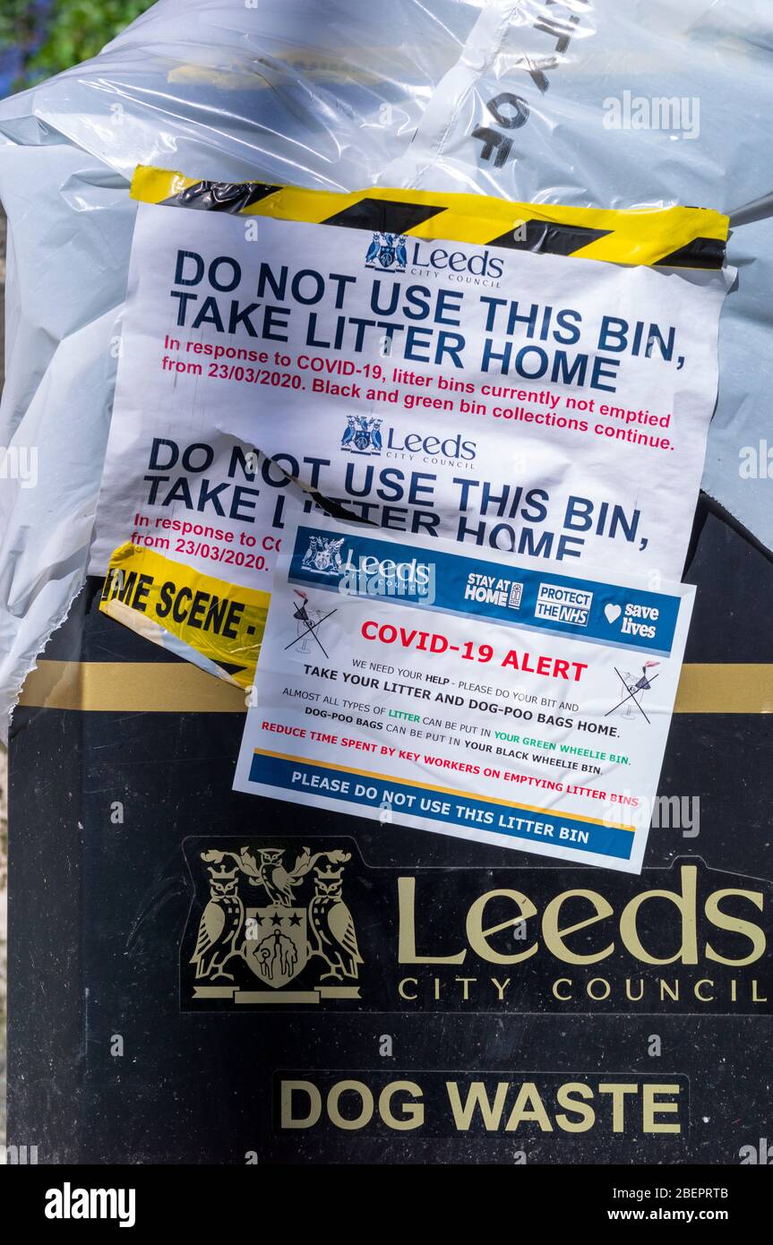 Waste Bins covered during Covid19 Lockdown, Tongue Lane, Leeds LS17 15