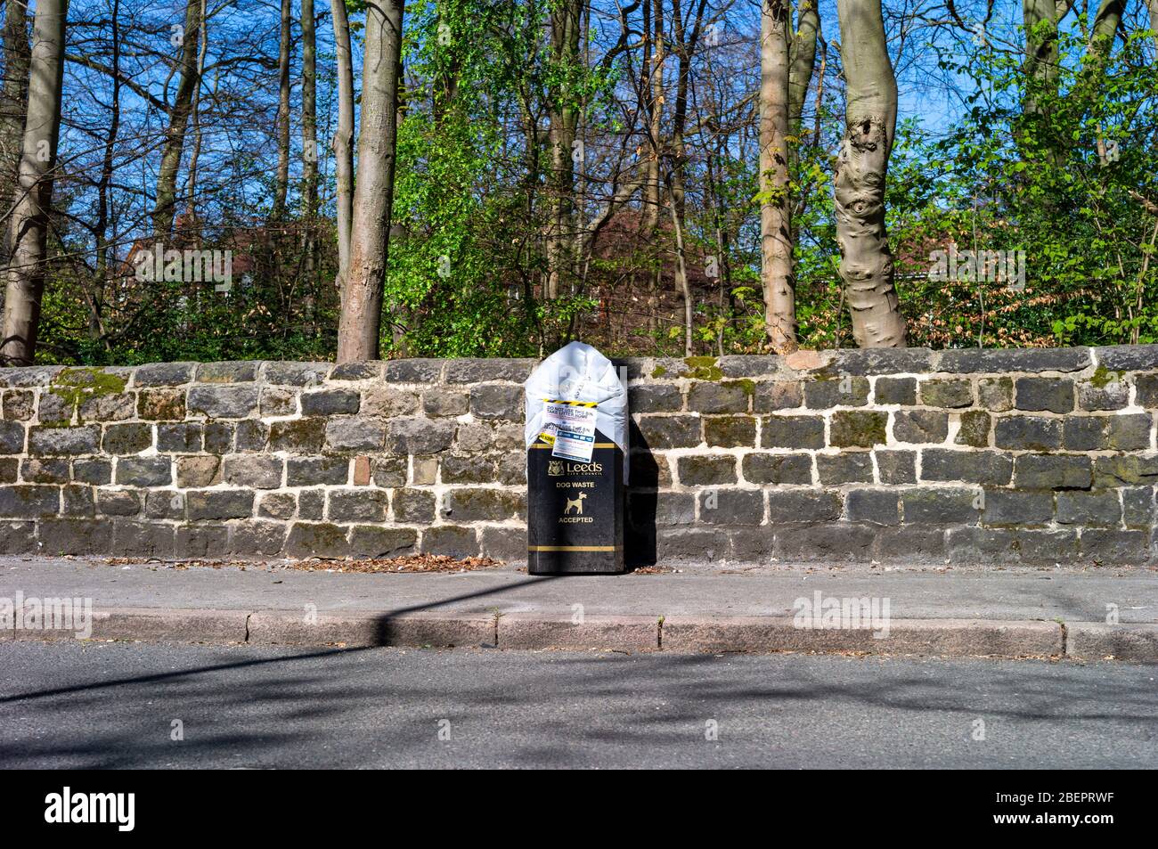Waste Bins covered during Covid19 Lockdown, Tongue Lane, Leeds LS17 15