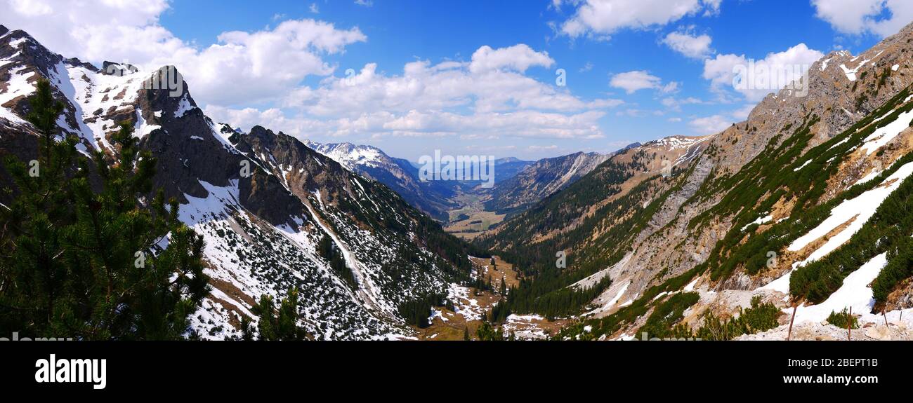 Bad Hindelang, Germany: View into the Ostrach valley from the Schrecksee Stock Photo