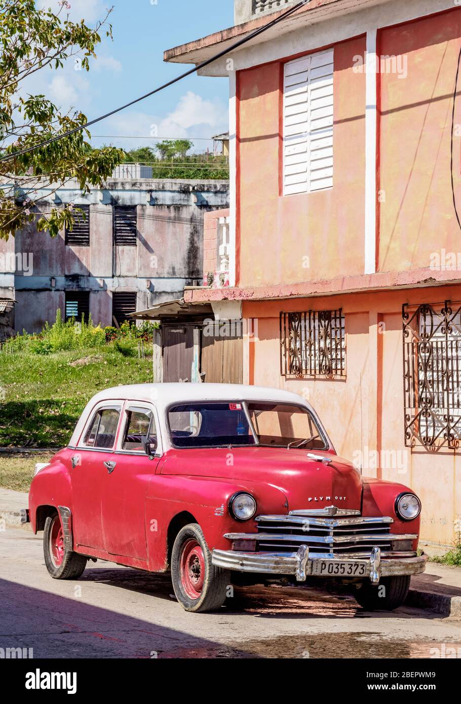Vintage car on the street of Baracoa, Guantanamo Province, Cuba Stock