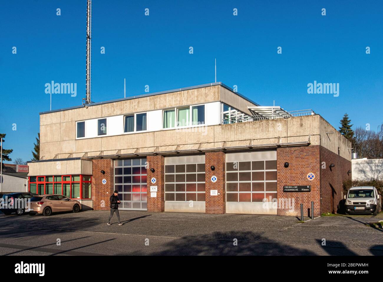 Voluntary Fire station building exterior at Alt-Rudow 67-69,-Berlin, Neukölln, Germany Stock Photo