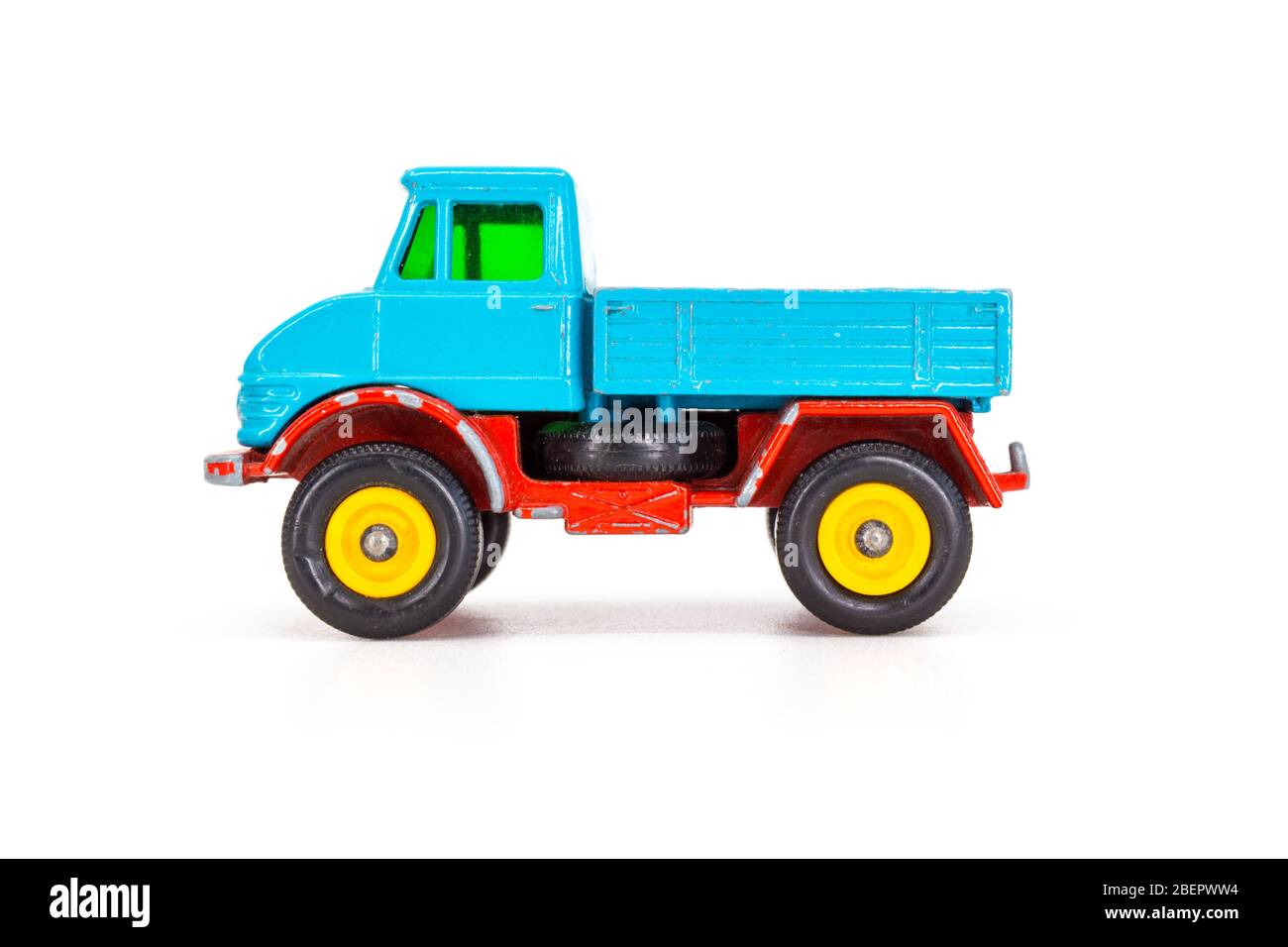 Lesney Products Matchbox model toy car 1-75 series no.49 Mercedes-Benz Unimog side view Stock Photo