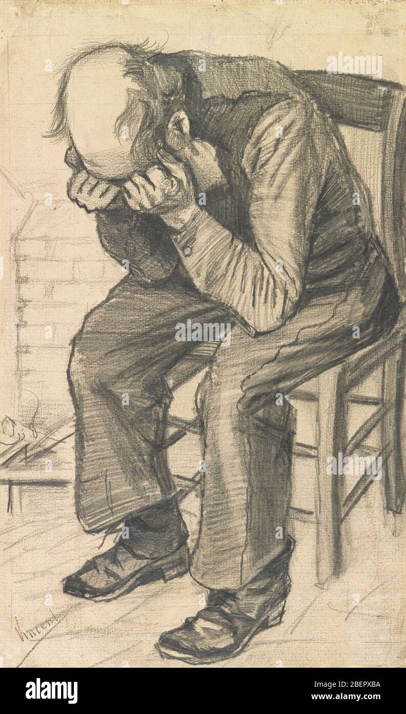 the Worn Out by Van Gogh 1882. Pencil on watercolor paper. the Van Gogh Museum, Amsterdam Stock Photo