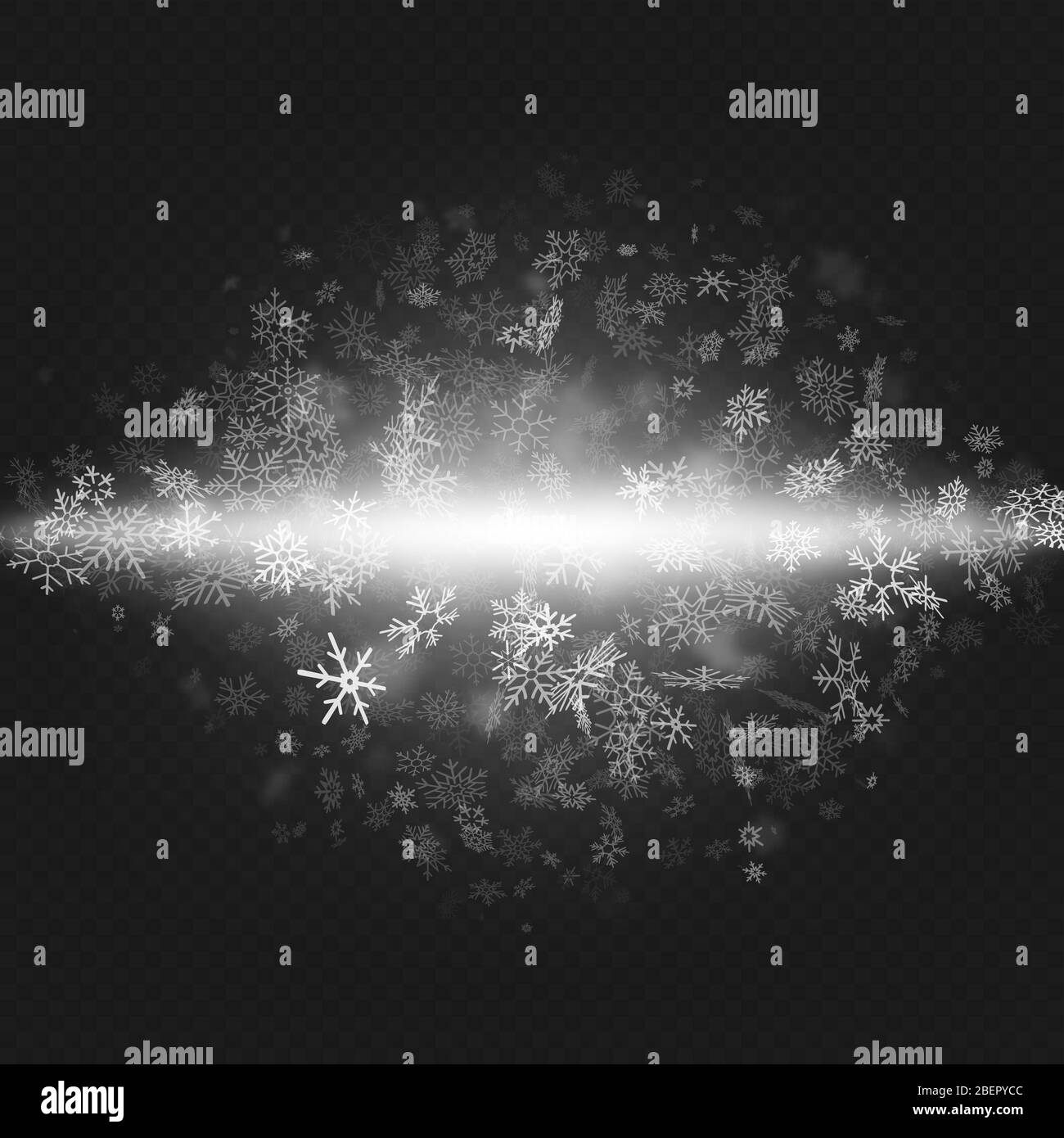 Christmas and New Year object for party invitation. Snow blizzard effect on transparent background. EPS 10 Stock Vector
