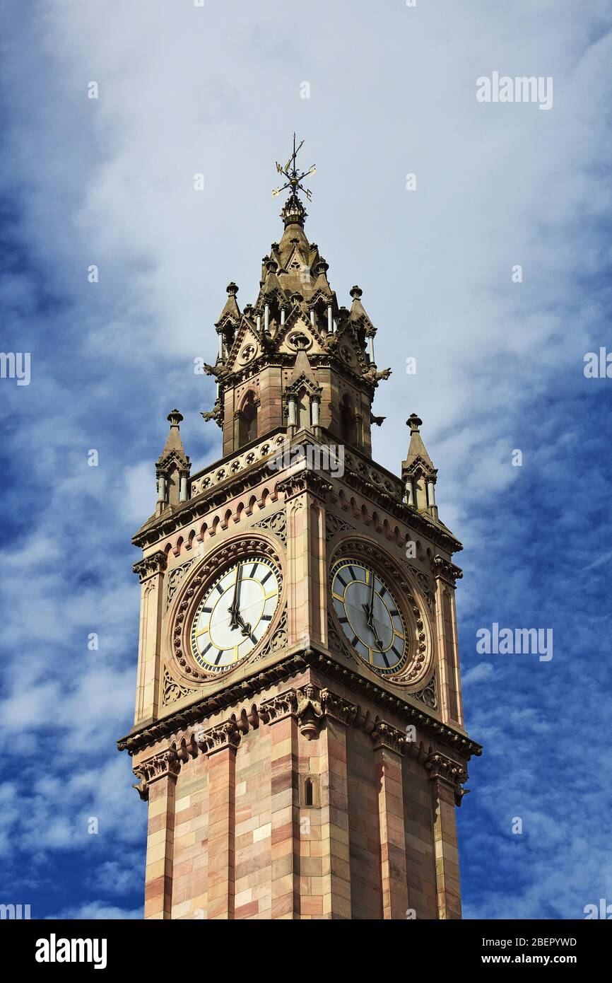 Albert Memorial Clock Tower, Belfast, Northern Ireland, UK Stock Photo