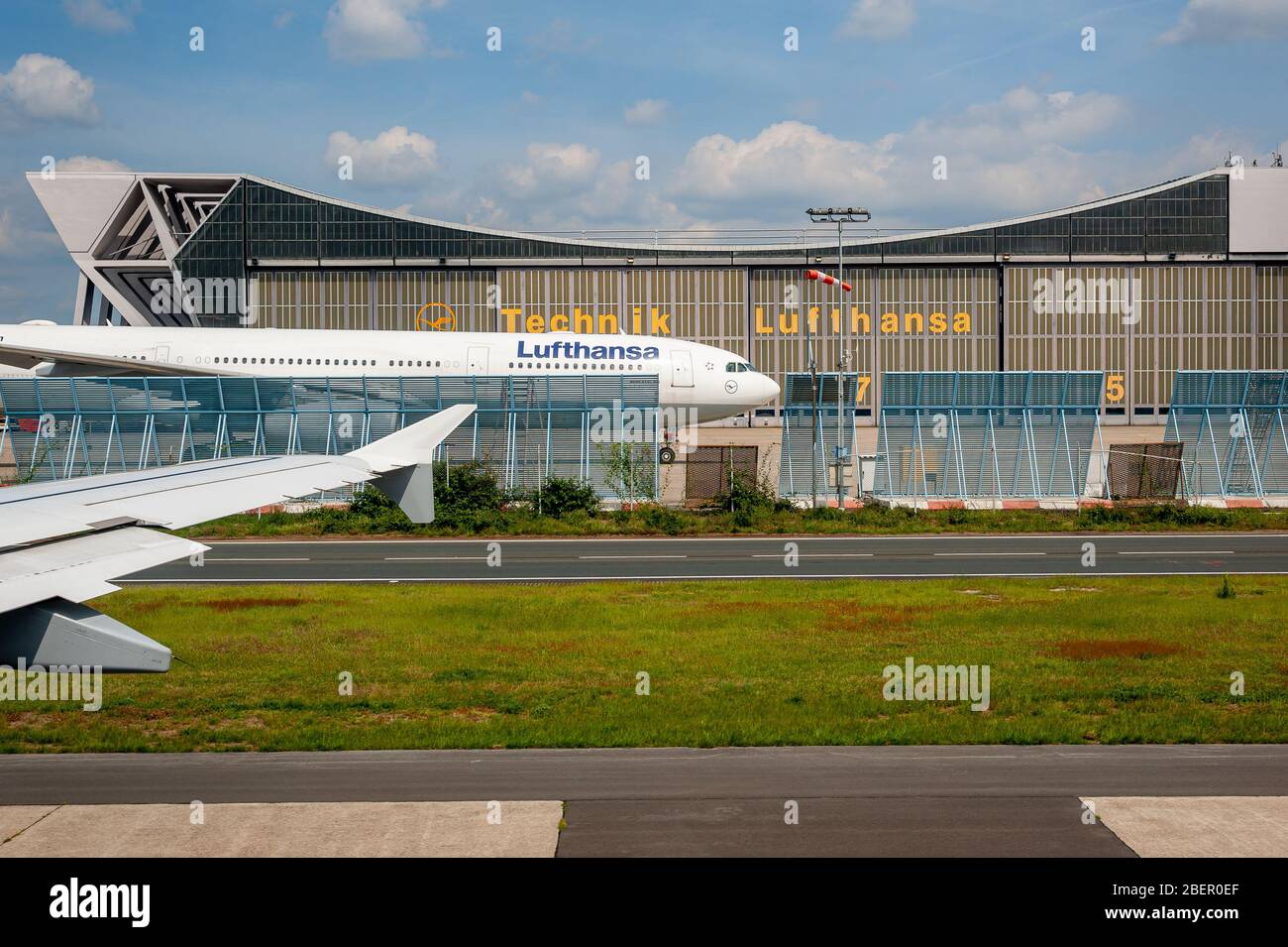05/26/2019. Frankfurt Airport, Germany. Airbus by Lufthansa Technik maintenance hangar. Operated by Fraport and serves as the main hub for Lufthansa. Stock Photo