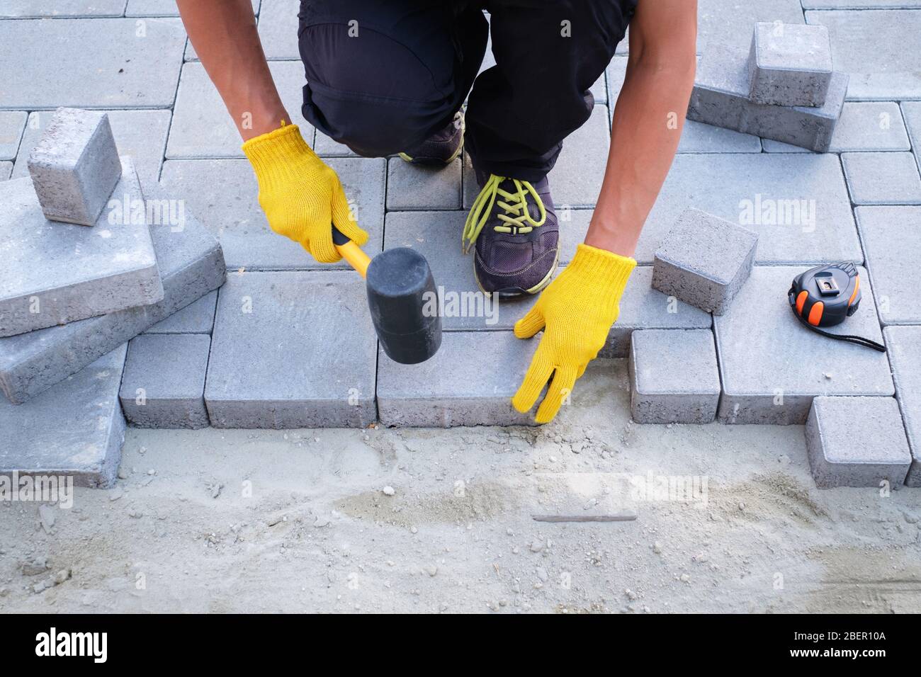 laying slabs on concrete base