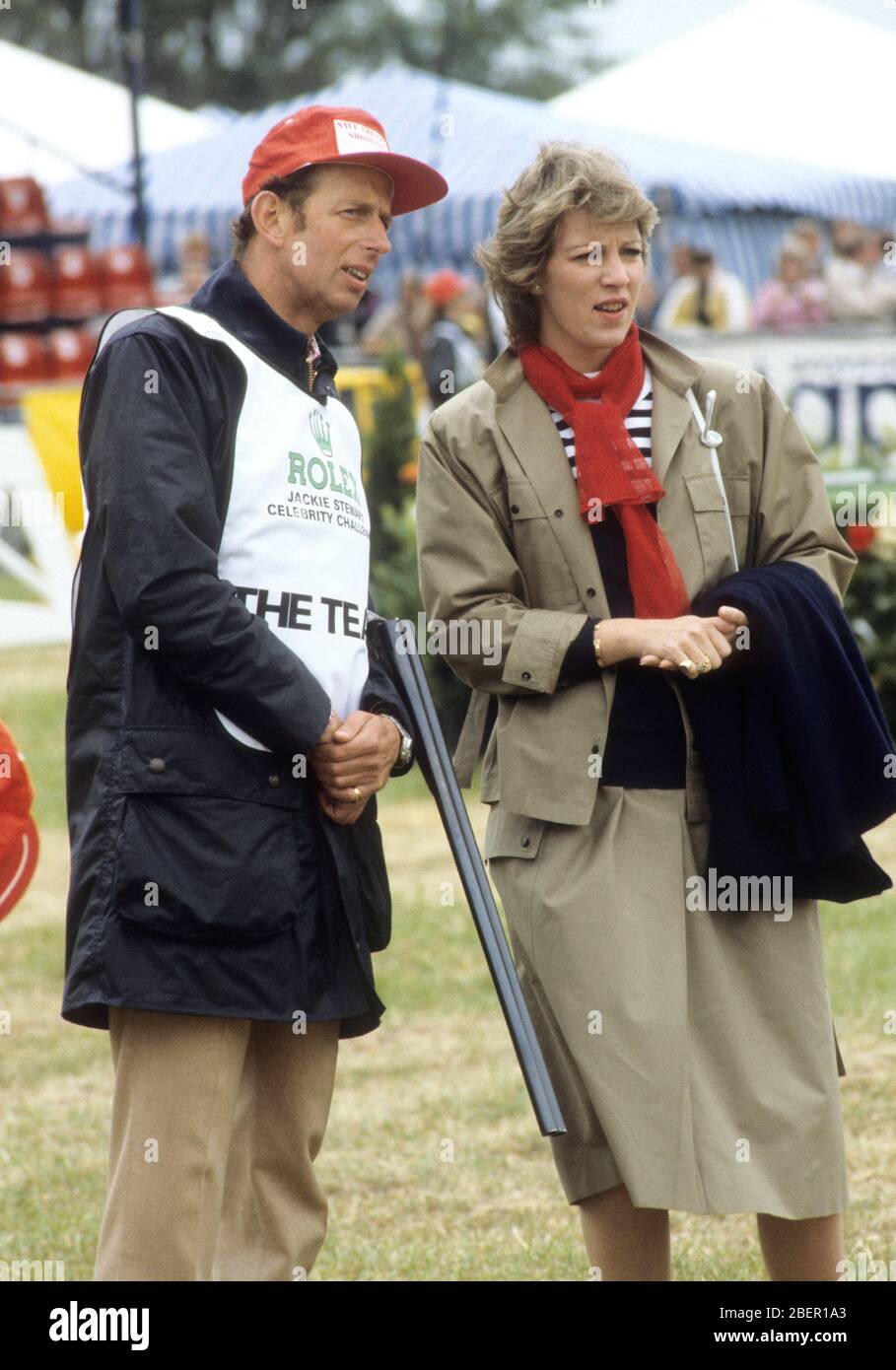 HRH Prince Edward, Duke of Kent and Queen Anne-Marie of Greece at a charity clay pigeon shoot, Chester, England 1985 Stock Photo