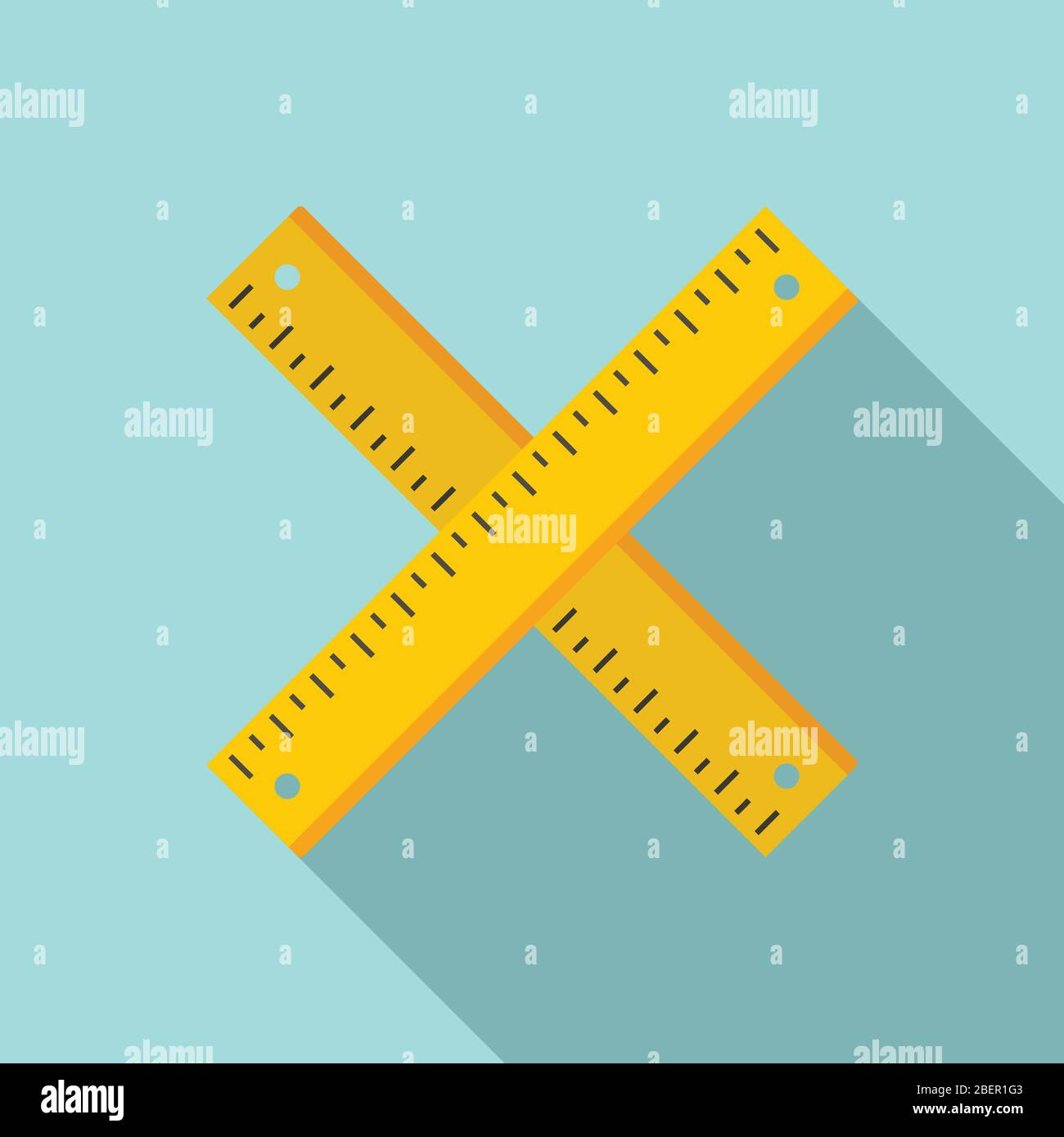 Crossed wood ruler icon. Flat illustration of crossed wood ruler vector ...