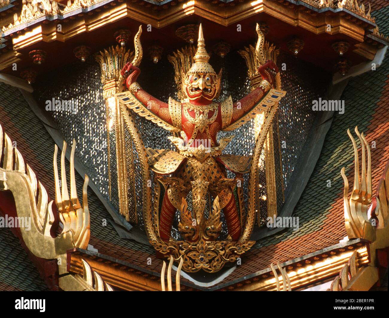 Stunning gold statues adorn the Harmandir Sahib Golden Temple in Bangkok, Thailand. Stock Photo