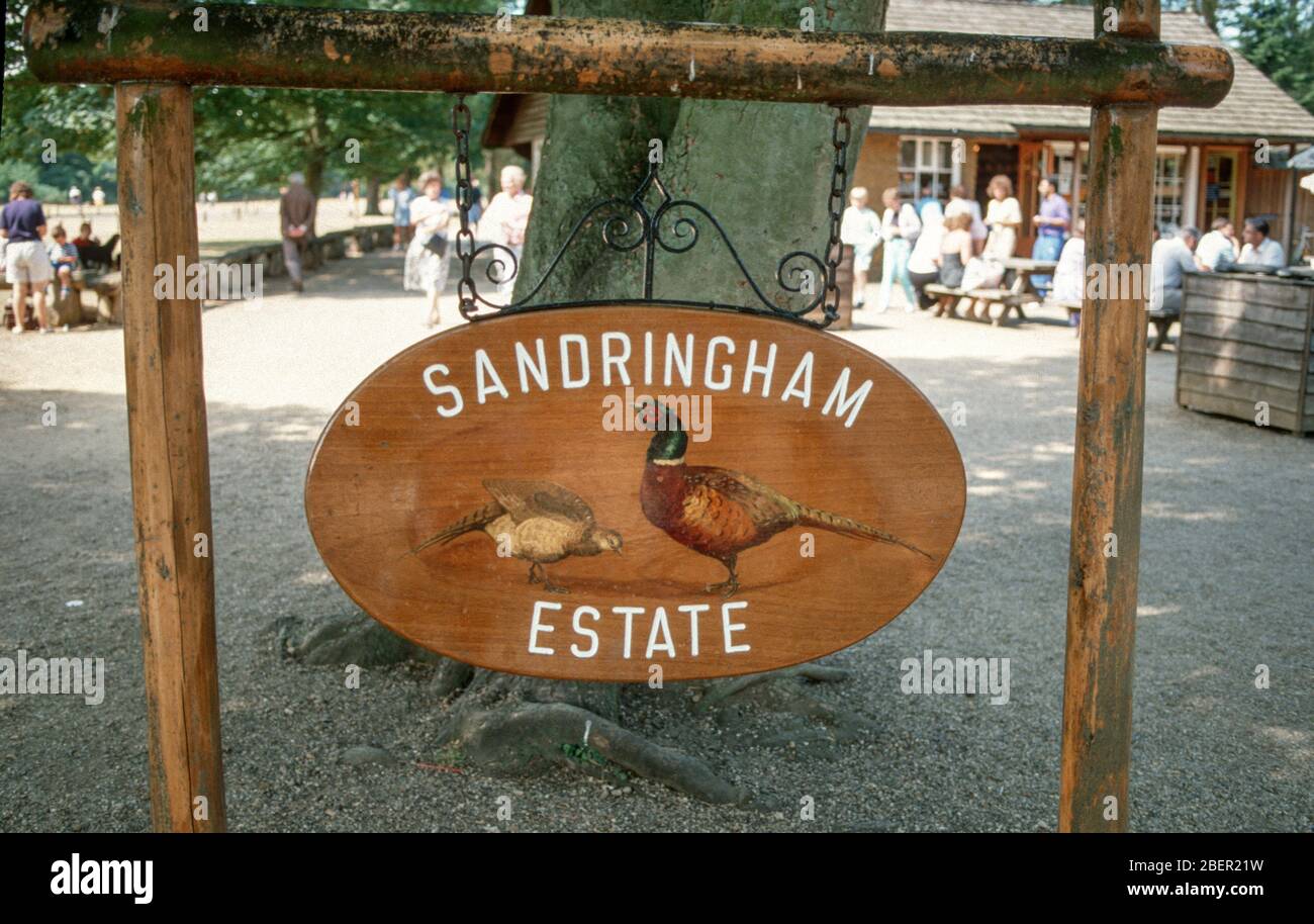 Entrance sign at Sandringham House owned by HM Queen Elizabeth II on