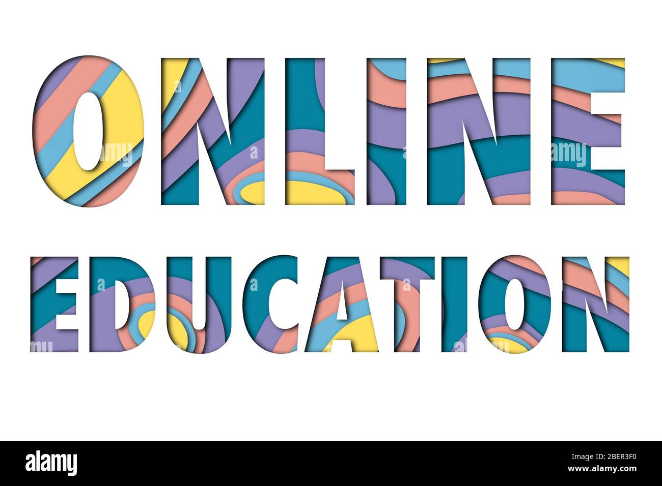 Text ONLINE EDUCATION. Bright colored letters, modern paper cut effect.  Abstract background, distance learning and home schooling concept. Stylish  Stock Photo - Alamy