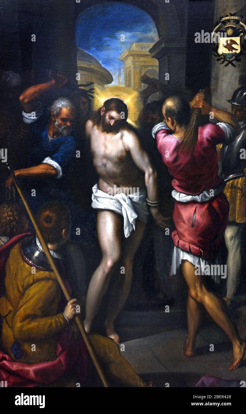 The Flagellation of Christ 1620 by  Palma il Giovane, real name: Jacopo Negretti, Italian painter, 1544–1628. Stock Photo