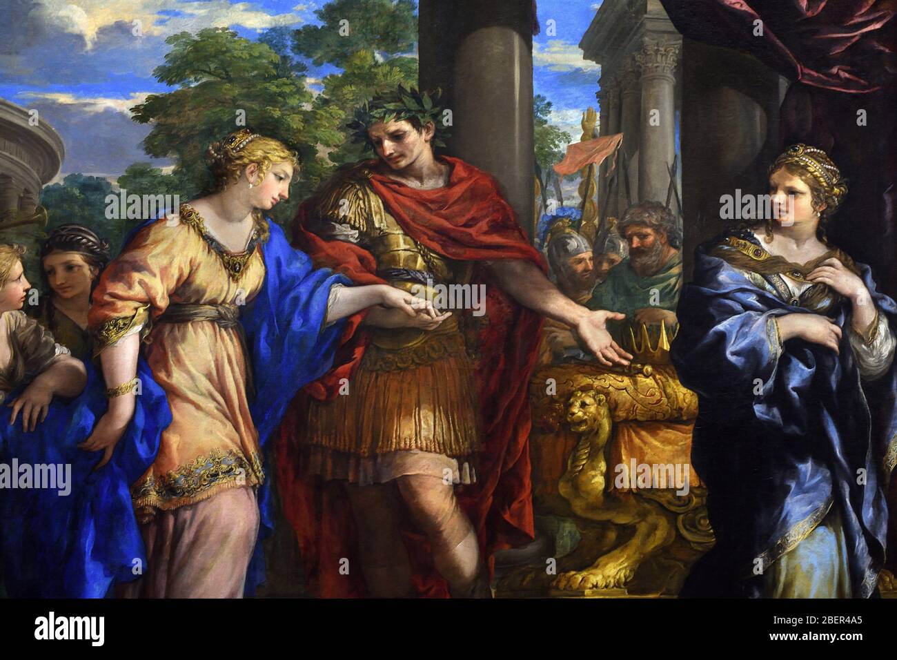 Cesar puts Cleopatra on the throne of Egypt 1637 Pierre de Cortone, Pietro da Cortona, Pietro Berretini 1596-1669 Italy Italian Stock Photo