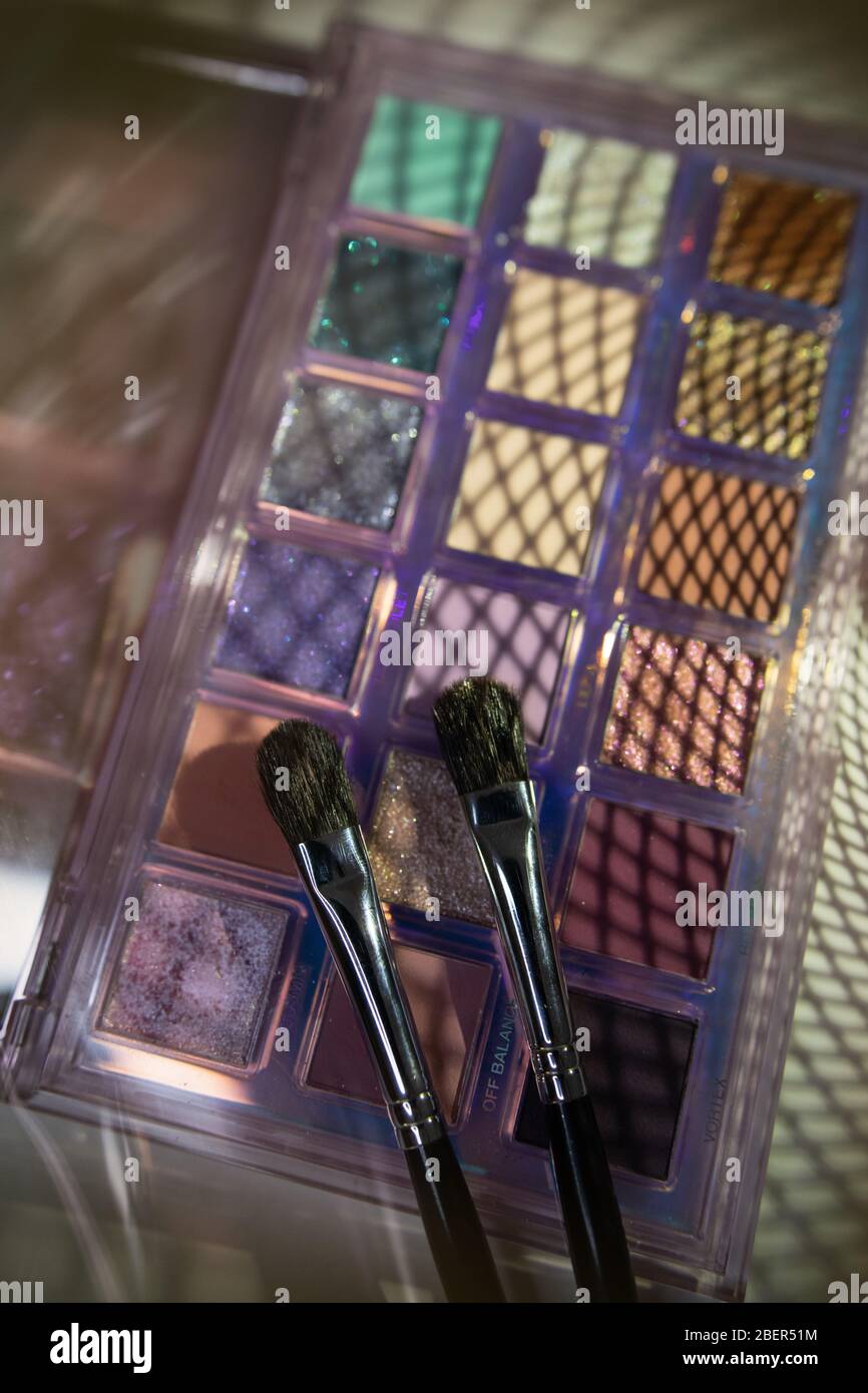 Professional makeup brushes and tools composition Stock Photo