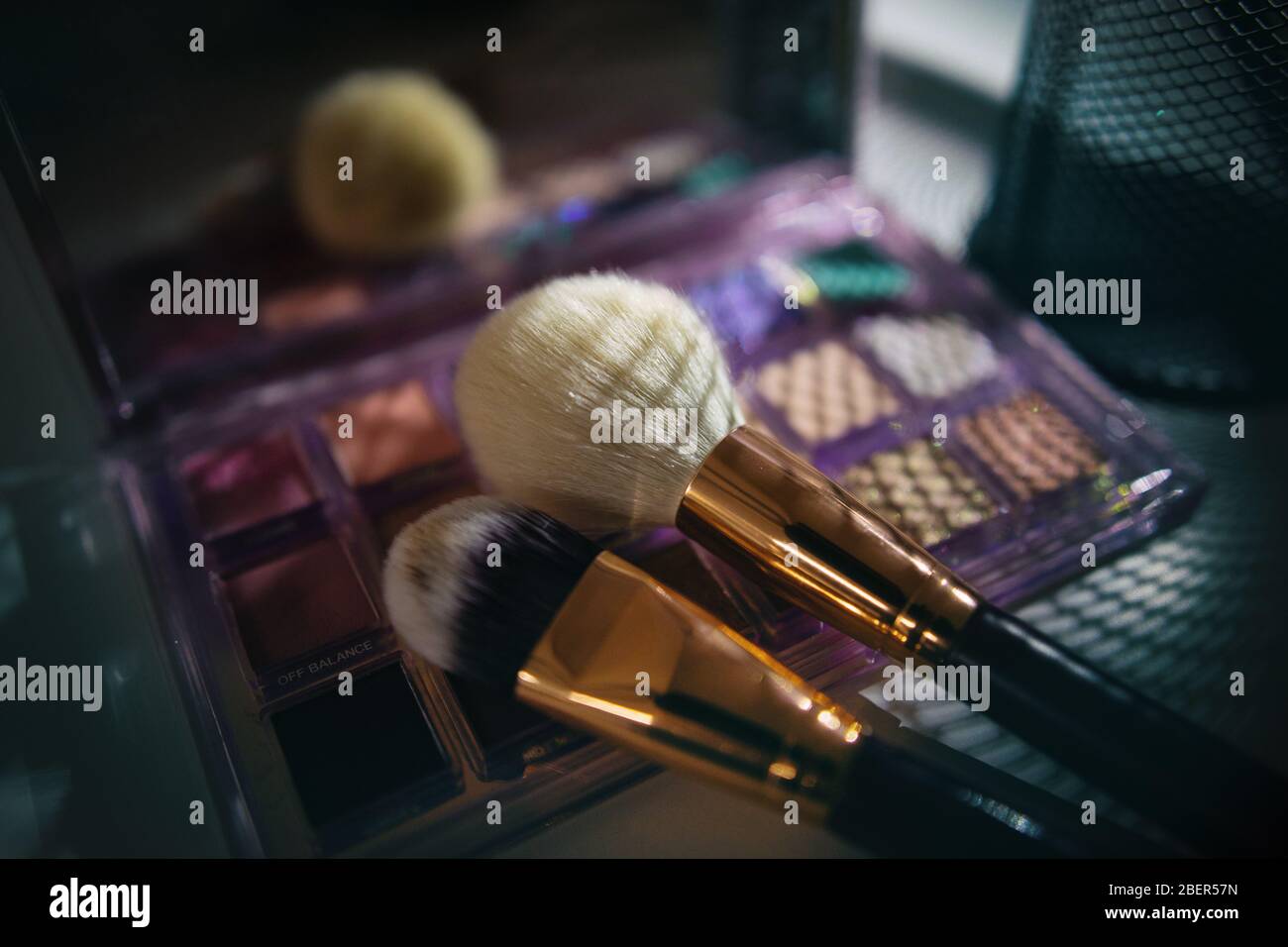 Professional makeup brushes and tools composition Stock Photo