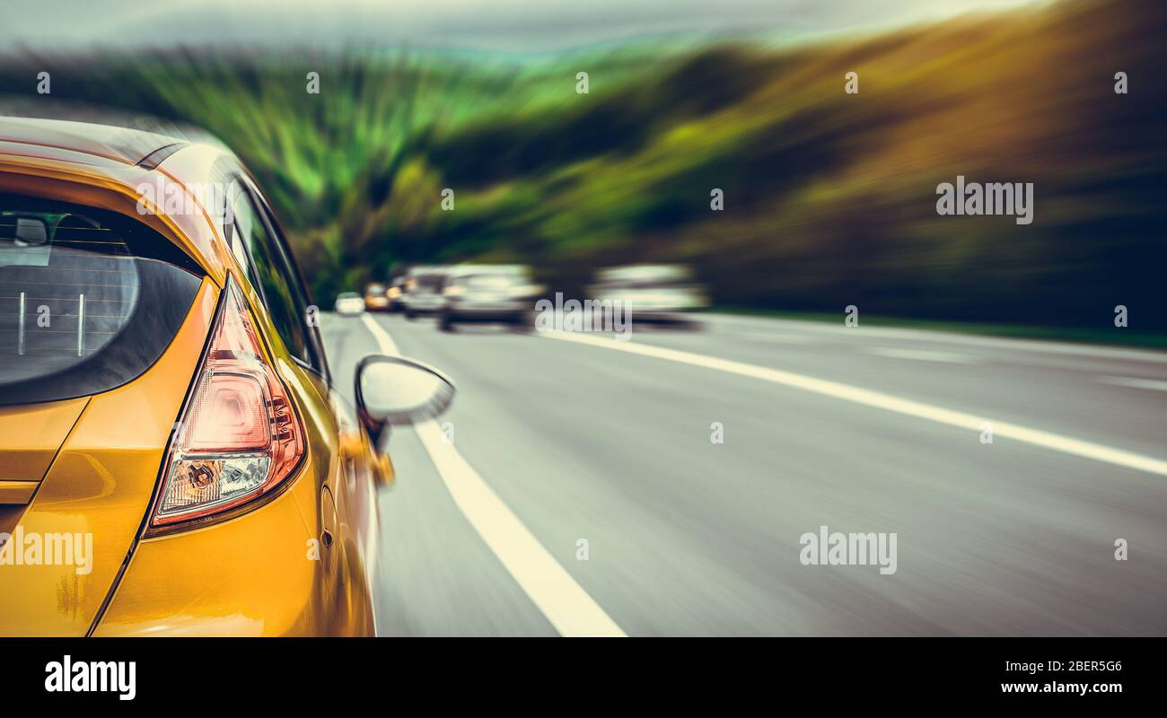 Car parked on the roadside. Stock Photo