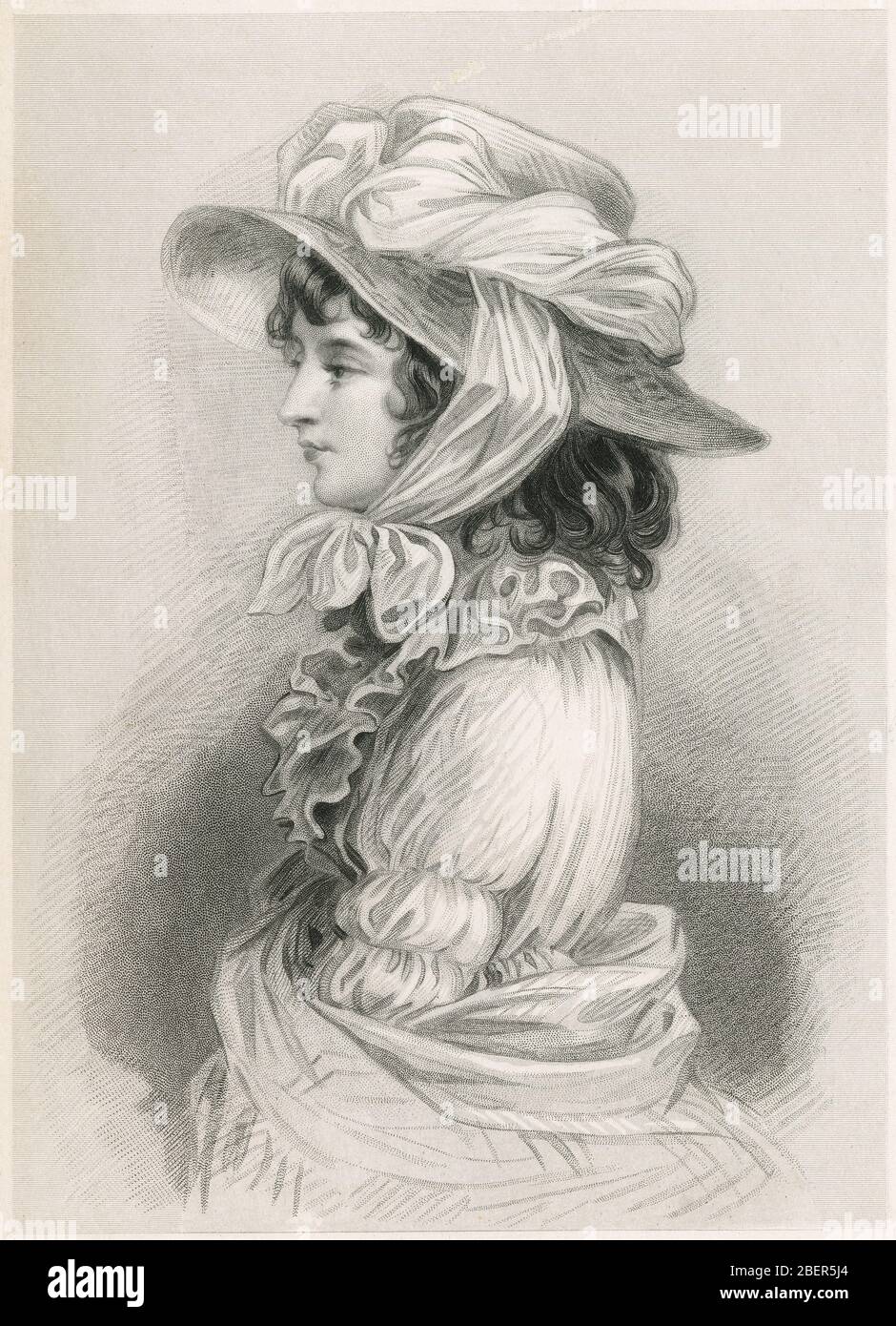 Antique engraving, Sarah Livingston Jay. Sarah Van Brugh Livingston Jay (1756-1802) was an American socialite and wife of founding father John Jay. SOURCE: ORIGINAL ENGRAVING Stock Photo