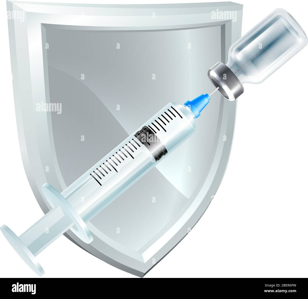 Vaccine Injection Syringe Immunization Shield Stock Vector