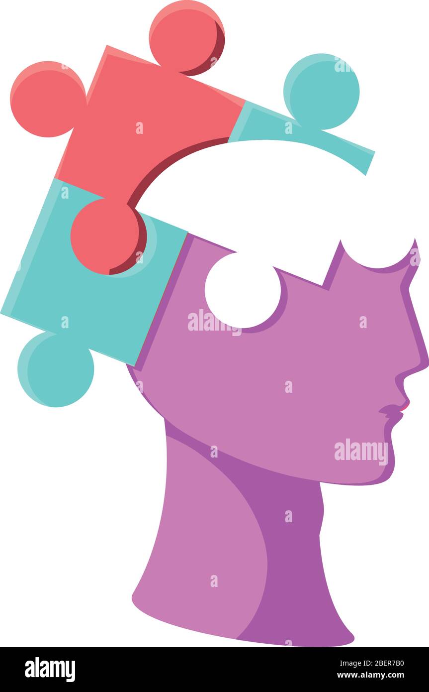 puzzle with brain on white background vector illustration design Stock ...