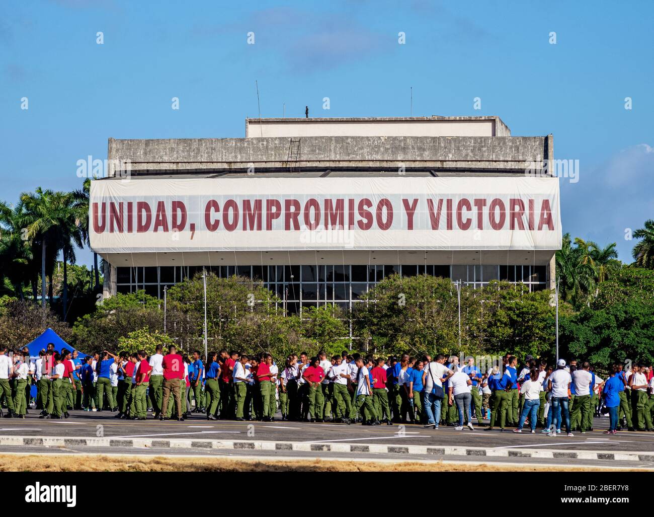 1st of May Labour Day Parade, Plaza de la Revolucion, Revolution Square, Havana, La Habana Province, Cuba Stock Photo