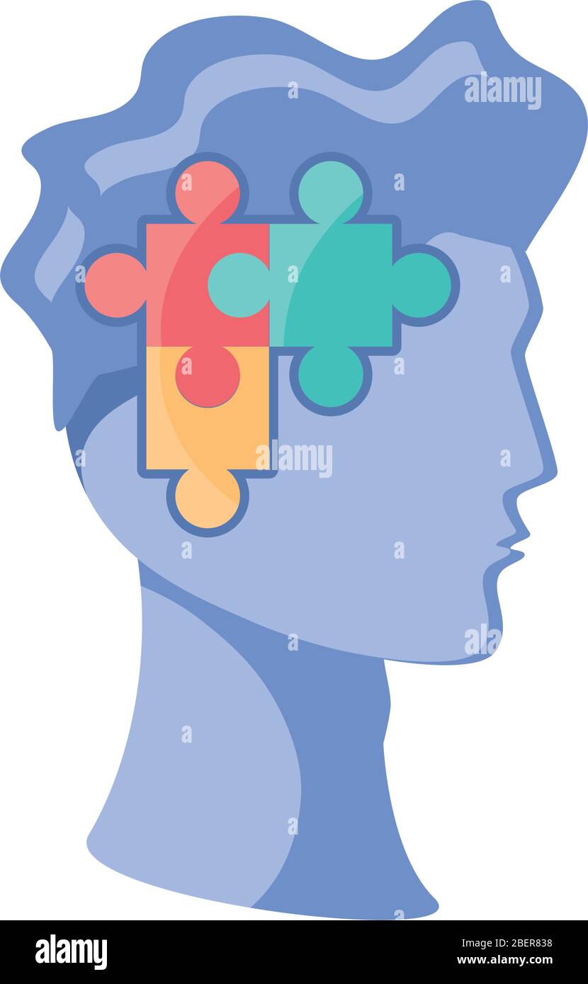 puzzle in human head on white background vector illustration design ...