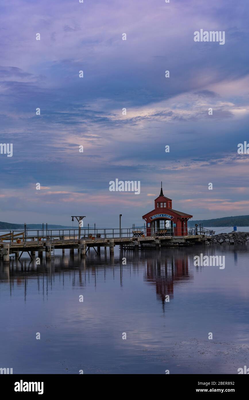 Public dock on Seneca Lake at Watkins Glen, Schuyler County, NY Stock Photo