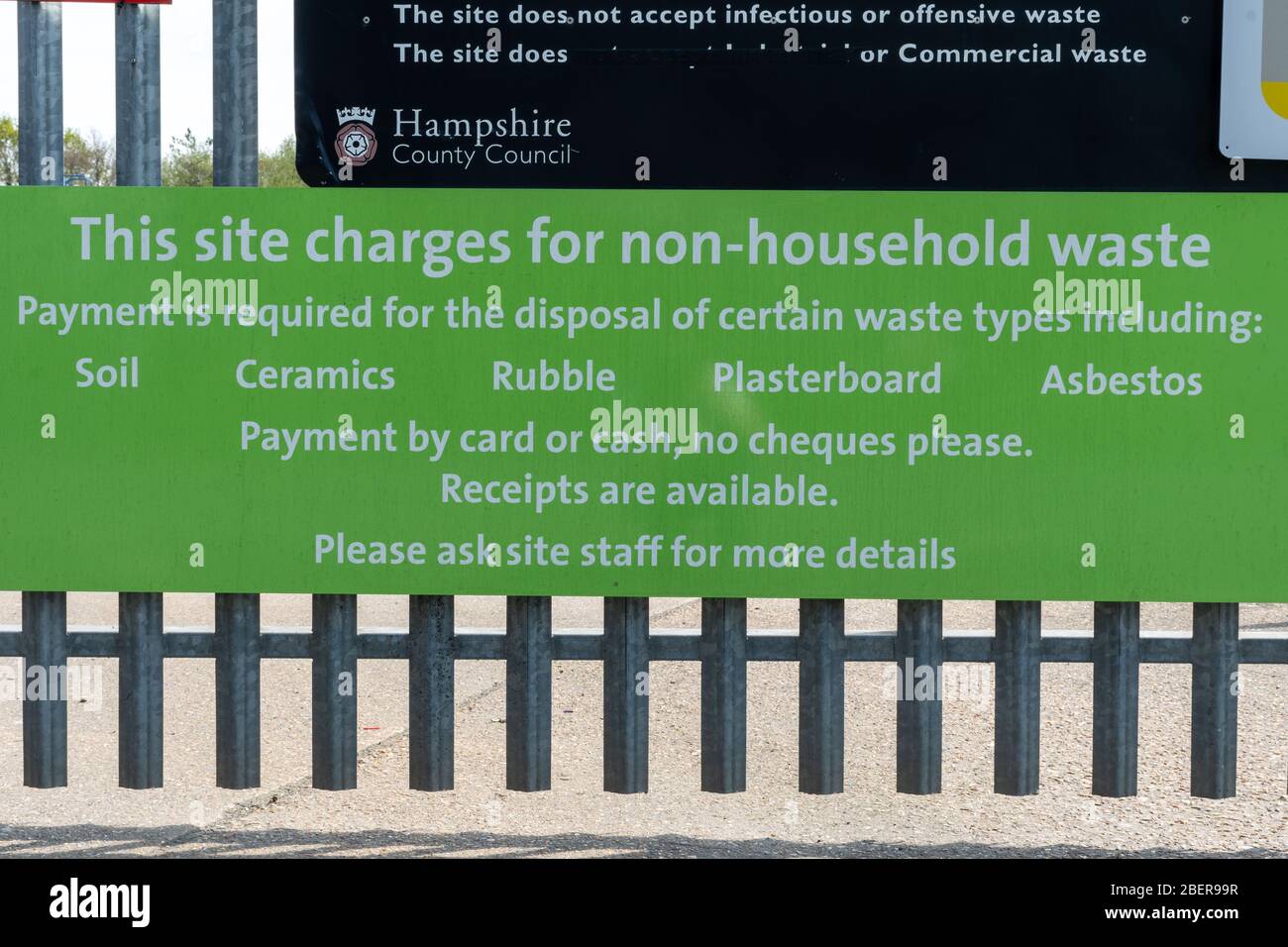 Signage at a Hampshire Country Council household waste recycling centre